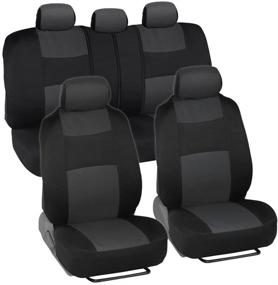 img 4 attached to 🚗 BDK PolyPro автомобильные чехлы для сидений Full Set - уголь на черном, универсальные, защита переднего и заднего раздельного бенча, легкая установка - идеально подходят для автомобилей, грузовиков, фургонов и внедорожников