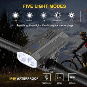 img 1 attached to VISNFA Rechargeable Bike Light Set, Ultra Bright Bicycle Light, 1200 Lumens Aluminum Alloy Bike Front Light, Easy Mount Headlight and Taillight with Quick Release System, 5 Lighting Modes, Waterproof