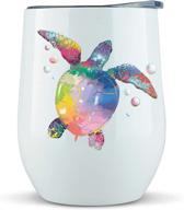 🐢 sea turtle gifts - 12oz wine or coffee mug/tumbler with lid - perfect idea for turtle lovers, decor, jewelry, women's stuff, glass logo