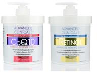 powerful rejuvenation duo: advanced clinicals retinol firming cream and coq10 wrinkle defense cream - 2pc skin care set, 16oz each logo