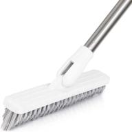 🧽 white long handle bathroom floor scrub brush for cleaning hard-to-reach areas in the shower, bathtub, and kitchen - affogato tile grout scrubber logo