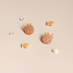 img 3 attached to 🐱 Cute Cat Earrings: Orange Kitten Stud Earring for Cat Lovers - Perfect Birthday or Christmas Gift for Teen Girls