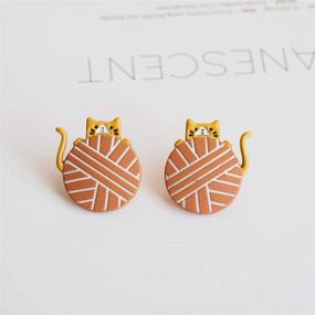 img 1 attached to 🐱 Cute Cat Earrings: Orange Kitten Stud Earring for Cat Lovers - Perfect Birthday or Christmas Gift for Teen Girls