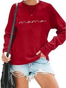 img 4 attached to Women's Crewneck Sweatshirt with 'Mama' Letter Print, Long Sleeve, Loose Fit Fashion Pullover Top