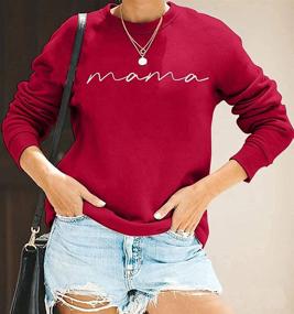 img 3 attached to Women's Crewneck Sweatshirt with 'Mama' Letter Print, Long Sleeve, Loose Fit Fashion Pullover Top