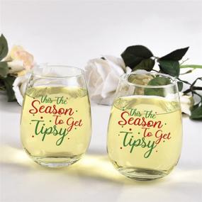 img 1 attached to Seasonal Cheer Stemless Wine Glasses, Set of 2 - Funny Christmas Holiday Gifts for Women, Men & Family - 15 Oz Christmas Wine Glass for Friends and Wine lovers