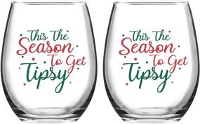 img 4 attached to Seasonal Cheer Stemless Wine Glasses, Set of 2 - Funny Christmas Holiday Gifts for Women, Men & Family - 15 Oz Christmas Wine Glass for Friends and Wine lovers