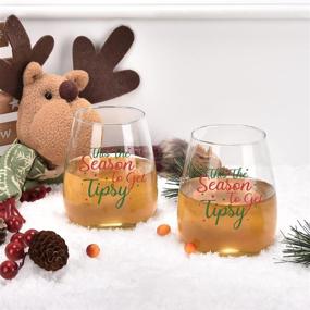 img 2 attached to Seasonal Cheer Stemless Wine Glasses, Set of 2 - Funny Christmas Holiday Gifts for Women, Men & Family - 15 Oz Christmas Wine Glass for Friends and Wine lovers