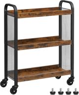 vasagle daintree slim kitchen cart for narrow spaces, rolling storage cart and organizer utility cart with casters wheels, easy assembly, for kitchen, bathroom, rustic brown ulrc66bx logo