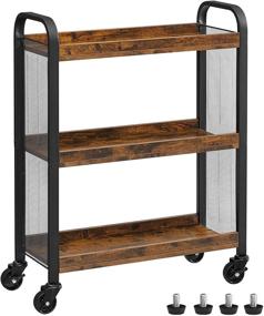 img 4 attached to VASAGLE DAINTREE Slim Kitchen Cart for Narrow Spaces, Rolling Storage Cart and Organizer Utility Cart with Casters Wheels, Easy Assembly, for Kitchen, Bathroom, Rustic Brown ULRC66BX