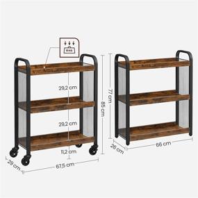 img 3 attached to VASAGLE DAINTREE Slim Kitchen Cart for Narrow Spaces, Rolling Storage Cart and Organizer Utility Cart with Casters Wheels, Easy Assembly, for Kitchen, Bathroom, Rustic Brown ULRC66BX