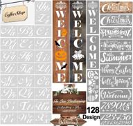 hallooki 38pcs large alphabet & number stencils for wood painting - reusable craft templates for fabric, chalkboard & wall art logo