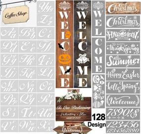 img 4 attached to Hallooki 38Pcs Large Alphabet & Number Stencils for Wood Painting - Reusable Craft Templates for Fabric, Chalkboard & Wall Art