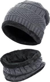 img 4 attached to Stay Cozy and Stylish: Winter Beanie Hats Scarf Set for Men and Women