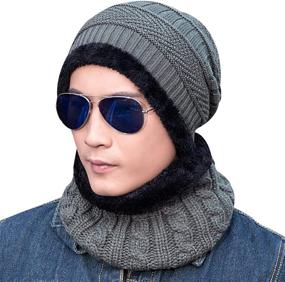 img 3 attached to Stay Cozy and Stylish: Winter Beanie Hats Scarf Set for Men and Women