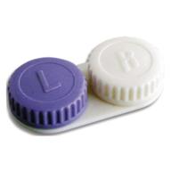 👁️ sammons preston - 45420 clearly labeled contact lens case | weekly and monthly contacts holder | left and right eye labeled | reusable lens case with color variation logo