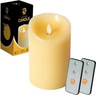 🕯️ uptimaz premium flameless candles flickering - vanilla scented real wax 3.5x5 inches pillar candle - realistic battery operated candles with remote controls and timer - moving wick led candle логотип