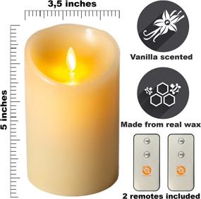 img 3 attached to 🕯️ UPTIMAZ Premium Flameless Candles Flickering - Vanilla Scented Real Wax 3.5x5 inches Pillar Candle - Realistic Battery Operated Candles with Remote Controls and Timer - Moving Wick LED Candle