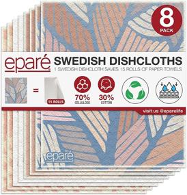 img 4 attached to Premium Swedish Dishcloths for Kitchen - Pack of 8 Washable Cellulose Dish Cloth - Eco-Friendly Reusable Paper Towel & Sponge Cloth Set by Eparé