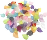 🌸 colorful exceart 560 pcs acrylic flower shape charms jewelry beads with frosted petals and plastic leaf - perfect for diy jewelry making logo