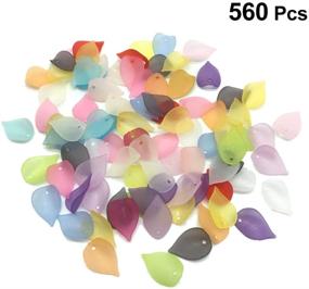 img 3 attached to 🌸 Colorful EXCEART 560 pcs Acrylic Flower Shape Charms Jewelry Beads with Frosted Petals and Plastic Leaf - Perfect for DIY Jewelry Making