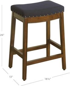 img 3 attached to 🪑 24-inch Blue Tweed HomePop Blake Backless Barstool with Nailhead Trim for Counter Height