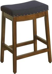 img 4 attached to 🪑 24-inch Blue Tweed HomePop Blake Backless Barstool with Nailhead Trim for Counter Height