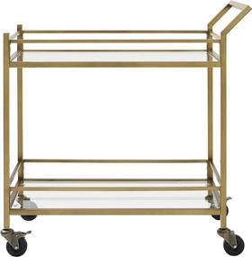 img 3 attached to 🍾 Stylish and Functional Crosley Furniture Aimee Rolling Bar Cart: Gold and Glass Delight!