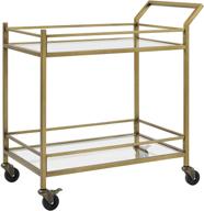 🍾 stylish and functional crosley furniture aimee rolling bar cart: gold and glass delight! логотип