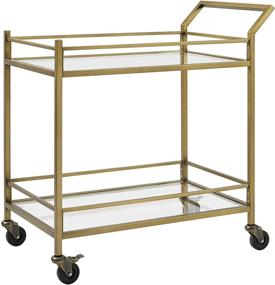 img 4 attached to 🍾 Stylish and Functional Crosley Furniture Aimee Rolling Bar Cart: Gold and Glass Delight!