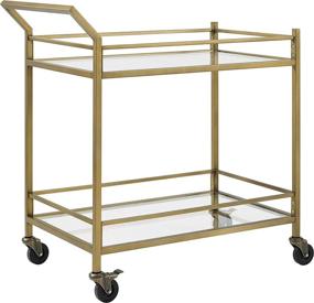 img 2 attached to 🍾 Stylish and Functional Crosley Furniture Aimee Rolling Bar Cart: Gold and Glass Delight!