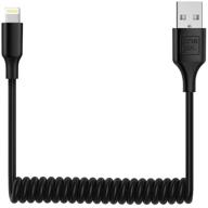 🔌 one pix coiled iphone charger cable for car (3 ft), mfi certified lightning cable compatible with iphone 13pro max/13pro/13/12pro max/12pro/12/11/xs/xs max/xr/x/8/8 plus/ipad/ipod (black-1pc) logo