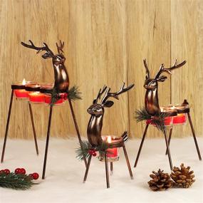 img 1 attached to 🦌 FORUP 3 Pack Metal Reindeer Tea Light Candle Holders - Elegant Christmas Table Decorations for Home