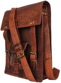 img 3 attached to 9x11 Inch Leather Vintage Cross Body Messenger Bag - Perfect Gift for Men and Women, Ideal for Business, Work, iPad, Books