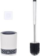 sacrons white toilet brush and holder set - sturdy cleaning head with soft silicone bristle, non-slip long plastic handle for easy washroom corner cleaning logo