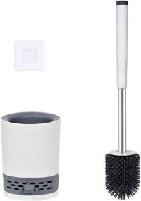 img 4 attached to SACRONS White Toilet Brush and Holder Set - Sturdy Cleaning Head with Soft Silicone Bristle, Non-Slip Long Plastic Handle for Easy Washroom Corner Cleaning