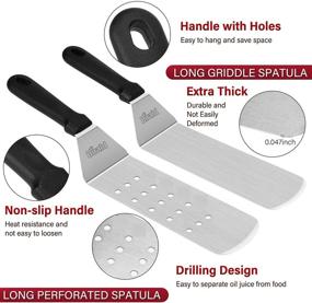 img 2 attached to 🍳 Birald Griddle Accessories Kit Gifts for Men Dad, 10Pcs Flat Top Grill Accessories Set for Camp Chef, Griddle Spatula for Outdoor Hibachi Grill Set Grill Tools, Stainless Steel BBQ Cooking Set for Yard: Enhance Your Cooking Experience!