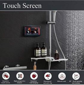 img 2 attached to 🚿 Geekboy Waterproof Wall Mount Shower Phone Holder – Upgraded Anti-Fog Sensitive Touch Screen, Easy No-Drill Installation – Compatible with Mobile Phones Up to 6.8 inches (White)