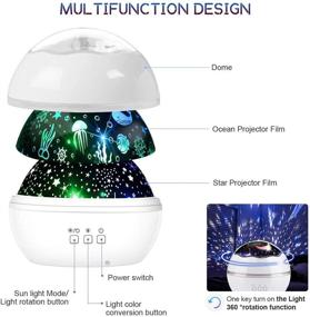 img 2 attached to 🌌 Enhance Your Space with the LED Night Light and Star Projector: Ideal for Bedroom, Living Room, and Party Ambiance with 8 Lighting Modes, Adjustable Brightness, 360° Rotation