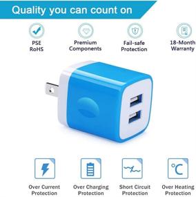 img 2 attached to 🔌 5-Pack of Dual Port Wall Charger Cubes with 2.1A Fast Charging, Compatible with iPhone 12/11 Pro Max/8/X/7/6s Plus, Samsung Galaxy S21 S20 S10 S10e S9 S8 Plus/S7 S6 Note 20/10+/9, LG - Charger Block, Charging Plug