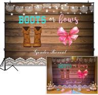 👧 comophoto 7x5ft gender reveal backdrop: boots or bows for boy and girl baby shower photography, rustic wooden cowboy boots lace party decoration, cake table banner photo booth logo