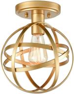 💡 stylish brass metal spherical flush mount ceiling light - a modern industrial lighting fixture for hallway, stairway, porch, bedroom, and kitchen логотип