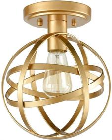 img 1 attached to 💡 Stylish Brass Metal Spherical Flush Mount Ceiling Light - A Modern Industrial Lighting Fixture for Hallway, Stairway, Porch, Bedroom, and Kitchen