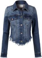 π olivia's long sleeve cropped raw denim jean jacket for women logo