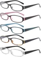 👓 premium quality reading glasses: 5 pairs of comfortable spring hinge fashion readers for men and women logo