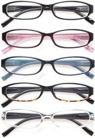 img 1 attached to 👓 Premium Quality Reading Glasses: 5 Pairs of Comfortable Spring Hinge Fashion Readers for Men and Women
