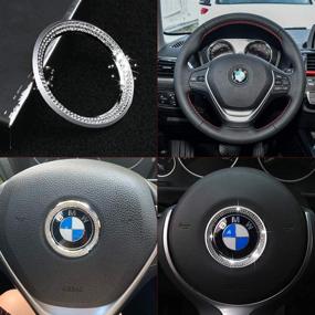 img 3 attached to 💎 Улучшите интерьер вашего BMW с эмблемой на руле LECART Crystal Bling лого, покрытым кольцом, центральным декоративным логотипом и интерьерным аксессуаром в цвете серебро.