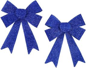 img 3 attached to 💙 6 Pack of Blue Iconikal Luxury No-Mess Glitter Bows, 9 x 12 inches