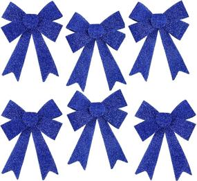 img 4 attached to 💙 6 Pack of Blue Iconikal Luxury No-Mess Glitter Bows, 9 x 12 inches