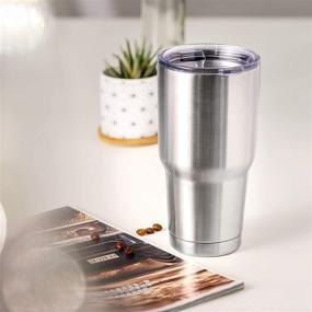 img 1 attached to 🥤 COMOOO 30oz Stainless Steel Tumbler Bulk - Insulated Coffee Cup Set with Lid and Straw - Double Wall Vacuum Travel Mug - Thermal for Hot and Cold Drinks - Silver (Pack of 4)